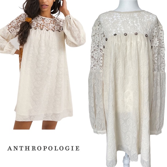 Anthropologie Dresses & Skirts - Anthropologie x Verb Josephine Lace Tunic Dress Ivory Large NWT